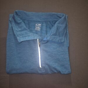Duo Dry Blue Off-the-Shoulder Zip Sweater